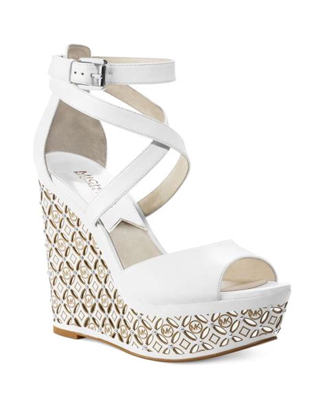 michael michael kors gabriella leather wedge|Michael Kors Michael Gabriella Platform Wedges in White .